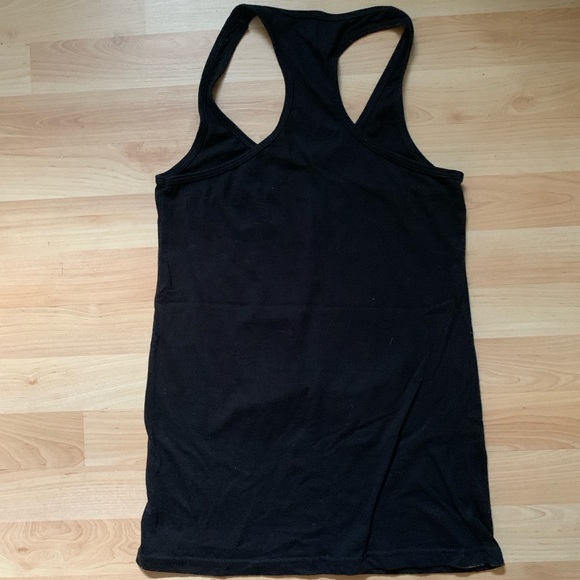 Black Racerback Tank Top with Bold White Print Medium - Picture 2 of 3